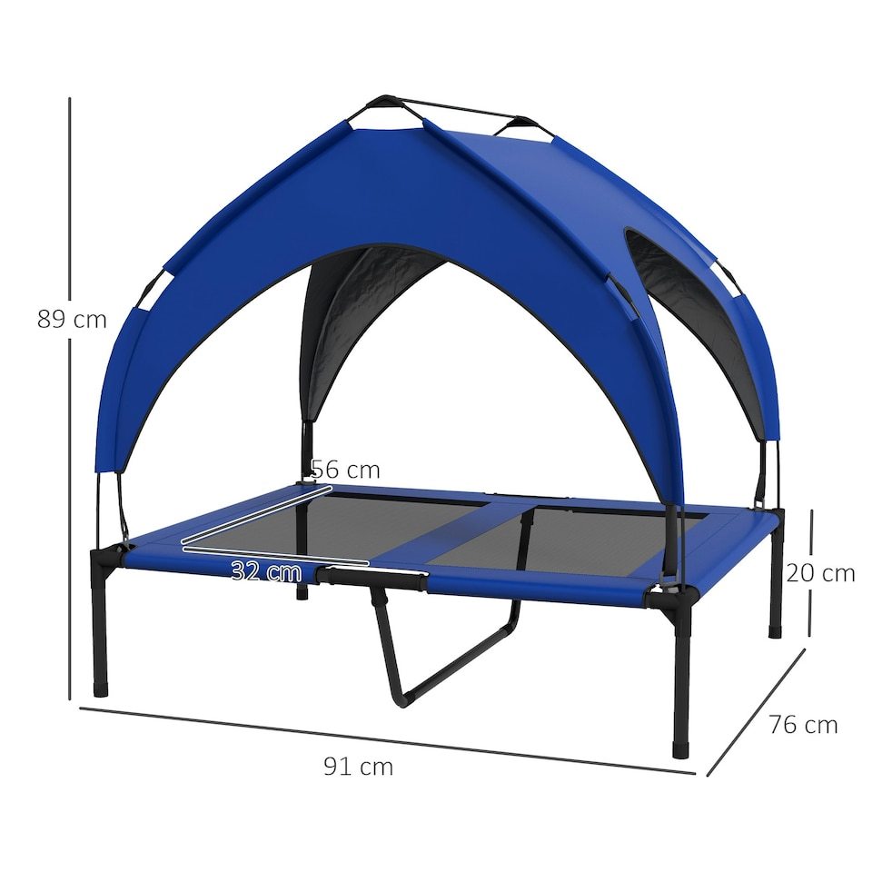 image 1 of PawHut Cooling Raised Dog Bed w/ Breathable Mesh, for M, L Dogs - Dark Blue