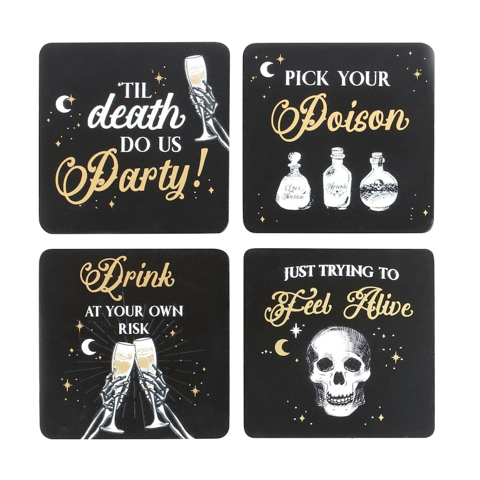 Something Different Til Death Do Us Party Coaster Set - Black - One Size