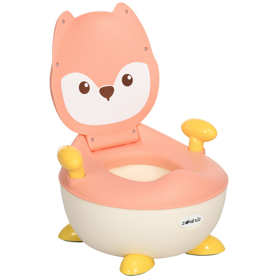 image 1 of ZONEKIZ Baby Potty Training Toilet, Toddler Toilet Seat with Splash Guard, Backrest, Anti-Tip Feet, Side Handles, Easy to Clean, Portable Travel Potty for Boys and Girls 6 to 36 Months, Fox Shape