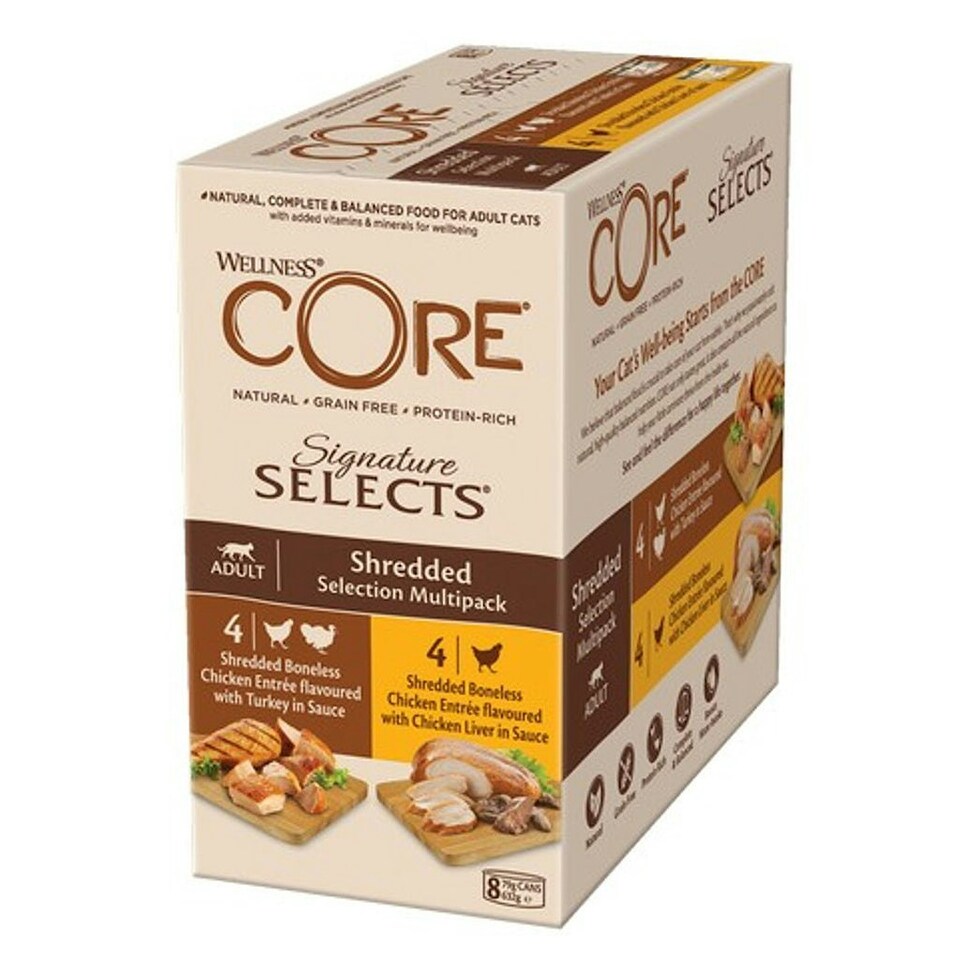 image 1 of Wellness CORE Cat Wet Adult Signature Selects Shredded Multipack 8 x 79g