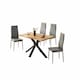 image 1 of Dining Table Set with 4 Grey Faux Leather Chairs Kitchen Dining Room Furniture