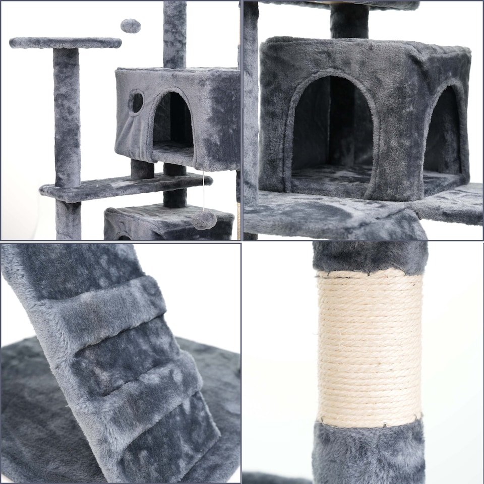 image 1 of 138cm Large Cat Tree Tower Large Activity Centre with Scratching Post & Climbing Playhouse