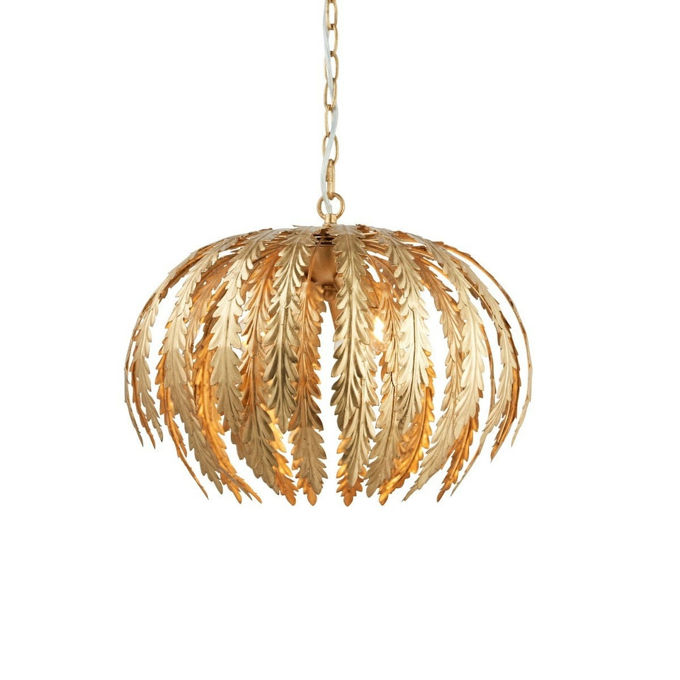 image 1 of Delphine Floral Leaves 3 Light Spherical Pendant Gold Paint, E14