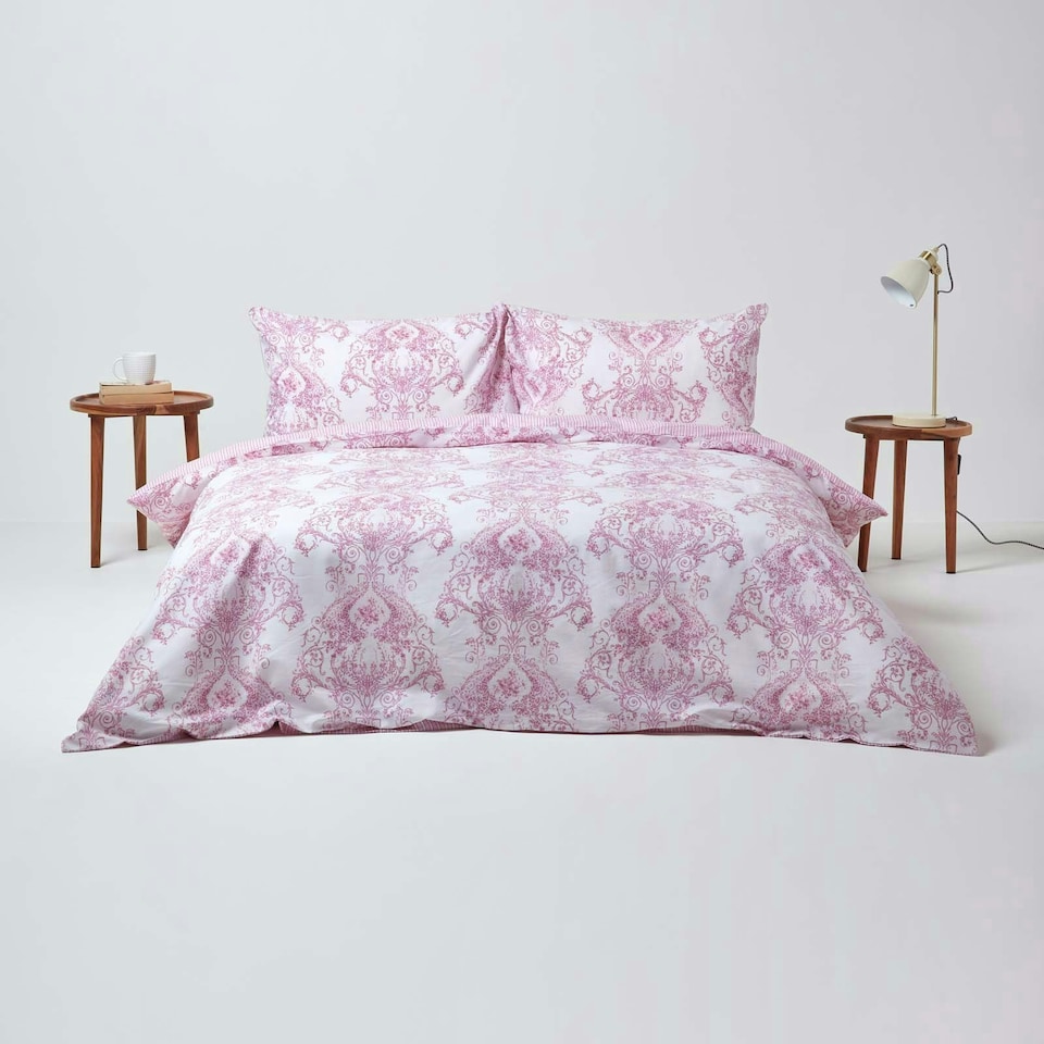 image 1 of Homescapes Pink French Toile Patterned Duvet Cover Set - Double Pink | Double