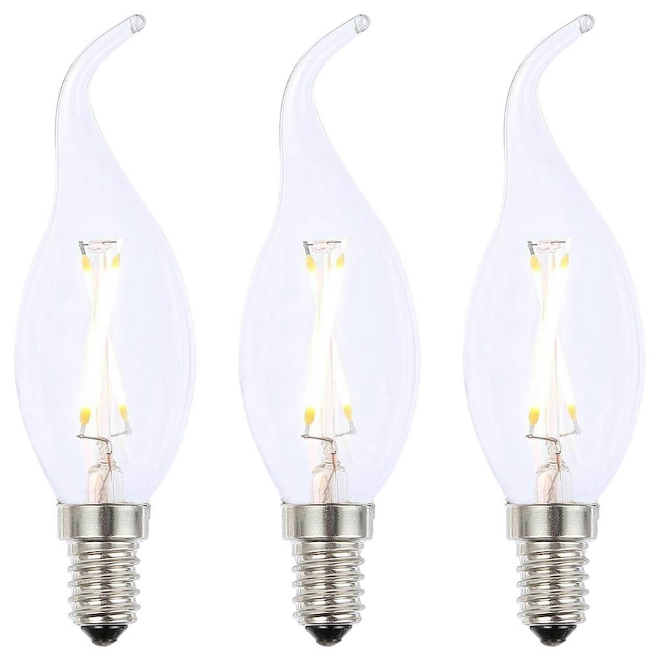 image 1 of BHS 3 Pack of 2 Watt LED SES E14 Vintage Filament Candle Bulb, Clear