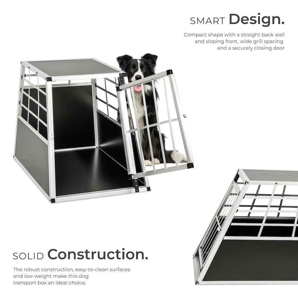 image 1 of Aluminium Pet Car Crate Travel Cage Dog Puppy Cat Transport Kennel 2 sizes - 90x65x69.5cm
