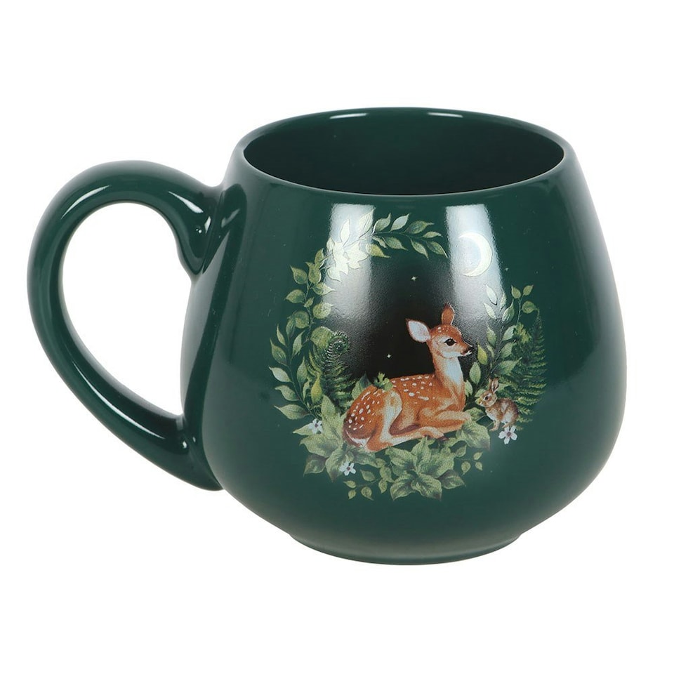 image 1 of Ceramic Green Fawn Rounded Mug Green