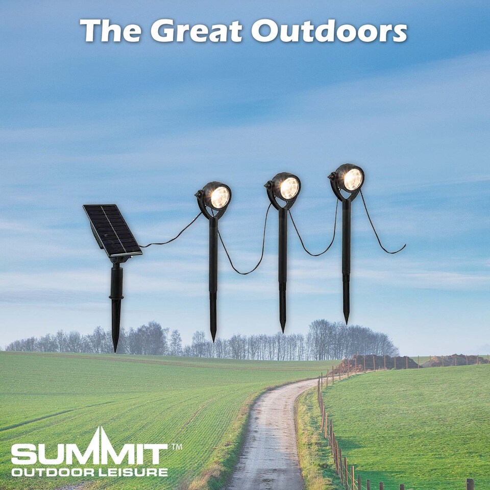 image 1 of vfm-estore Solar Spotlights Warm White 3.5m string with 6 spotlights