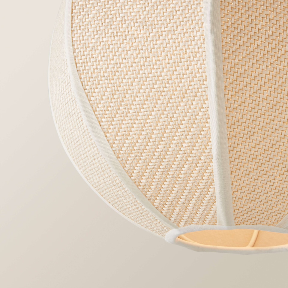 image 1 of ValueLights Belle Woven Fabric Ball Pendant Lamp Shade & Bulb | Cream