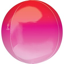 Ombre Red And Pink Orbz Foil Helium Balloon 38cm / 15 in