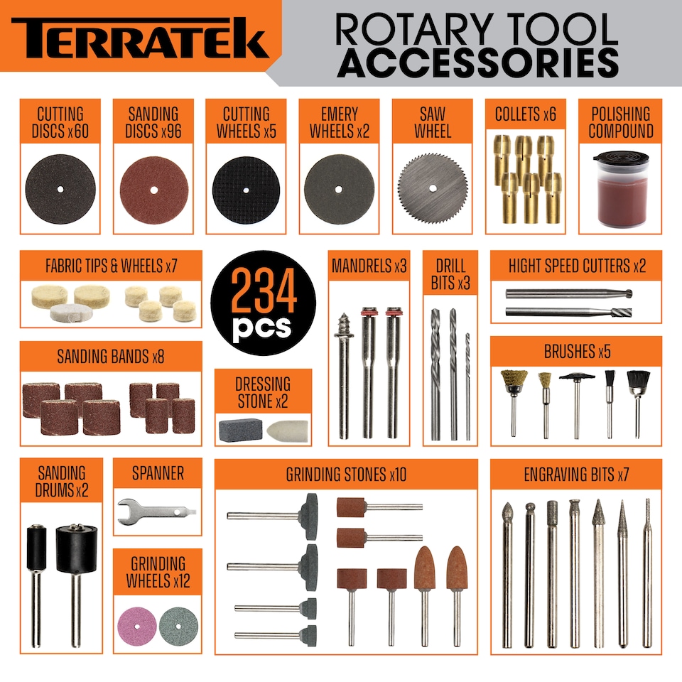 image 1 of Terratek Rotary Multi Tool 234pcs with Carry Case