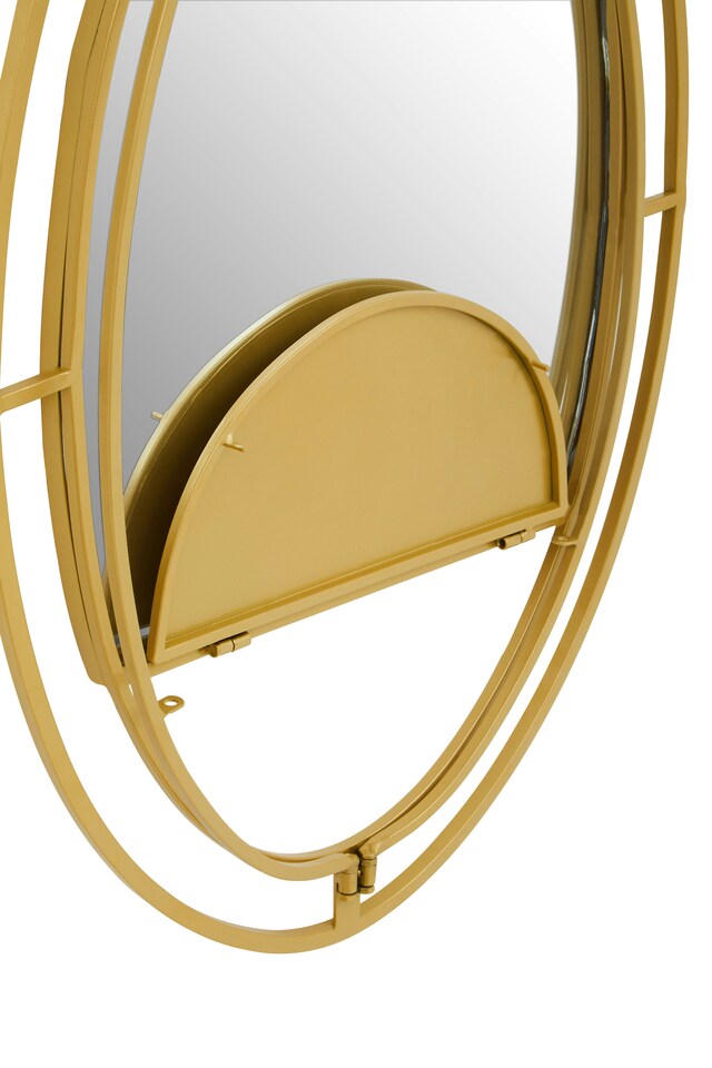 image 1 of Avento Oval Shelved Gold Wall Mirror | Gold