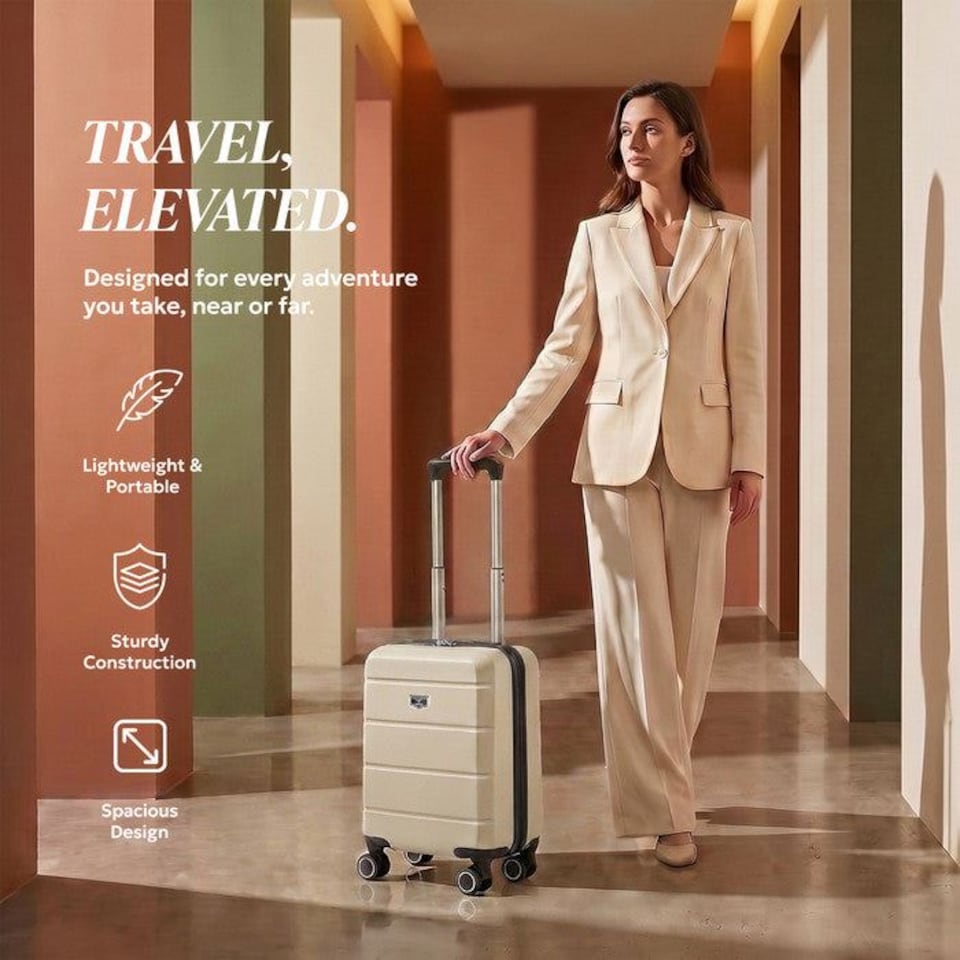 image 1 of Lugg Jetset Lightweight ABS Hard Shell Cabin Suitcase with 4 Spinner Wheels (40x30x20cm)