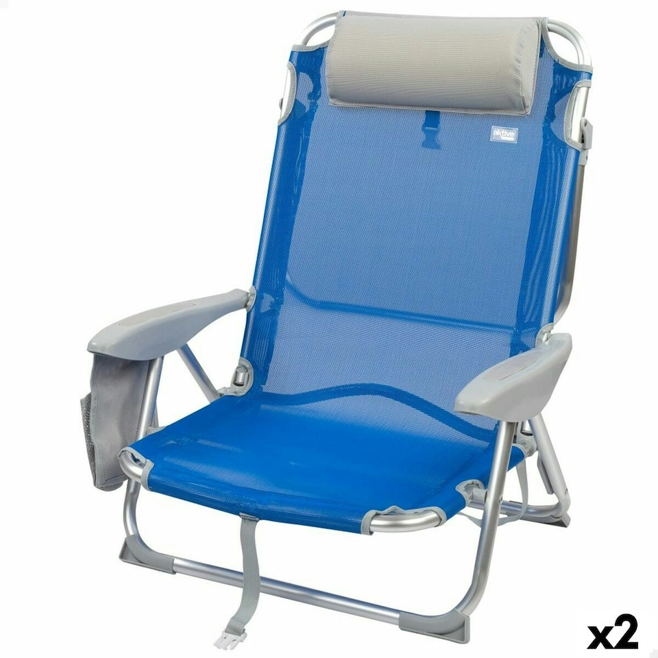image 1 of Folding Chair with Headrest Aktive Gomera Blue 51 x 76 x 45 cm (2 Units) N/A
