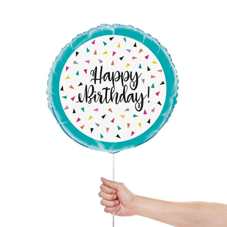 image 1 of Triangle Confetti Birthday Round Foil Helium Balloon 46cm / 18 in
