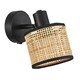 image 2 of Natural Woven Rattan Switched Wall Light Fitting with Black Cotton Fabric Trim