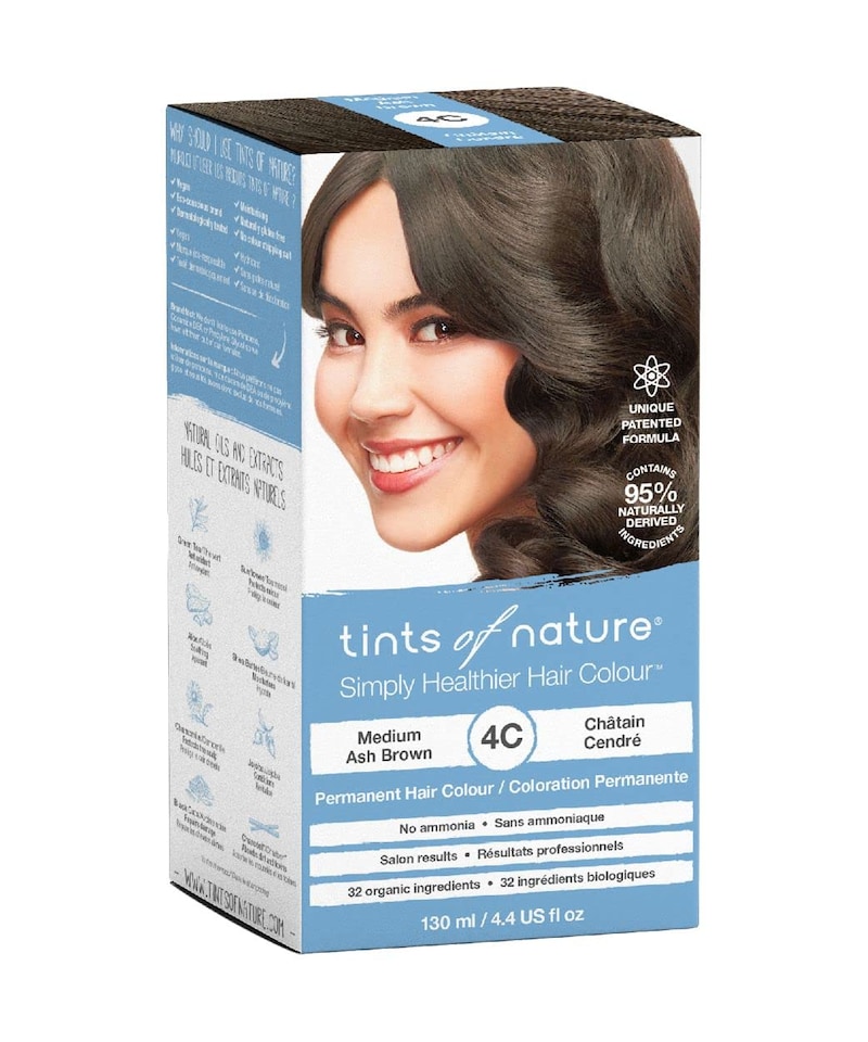 image 1 of Tints of Nature 4C Medium Ash Brown Permanent Hair Dye, Nourishes Hair and Covers Greys, Ammonia-Free, 130ml