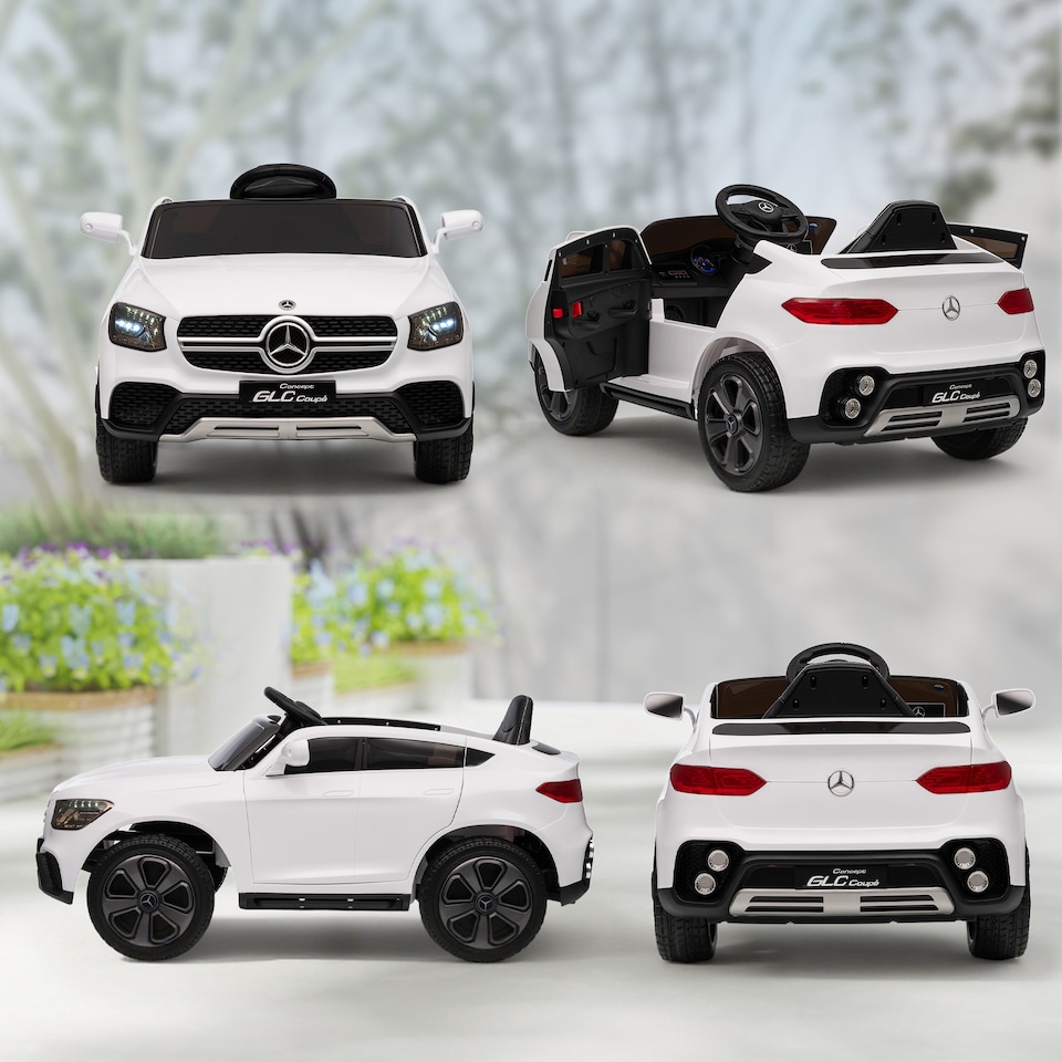image 1 of AIYAPLAY Mercedes-Benz GLC Coupe Licensed Kids Ride on Car, 12V Battery Powered Kids Electric Car with Remote Control, Soft Start, LED Light, Music, MP3, 3 Speed, for 3-6 Years | White