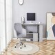 image 10 of Grey Office Desk L-shaped with Grey Velvet Upholstered Chair and Storage Drawers Grey