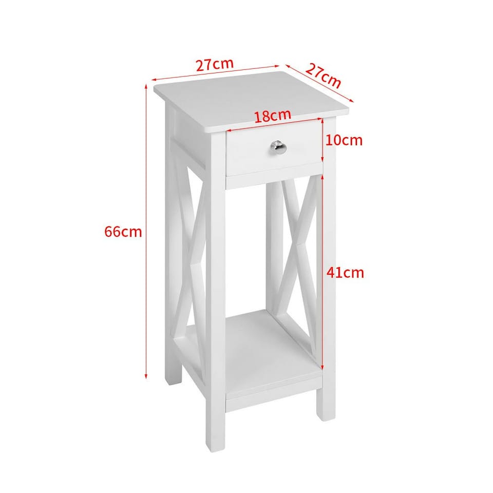 image 1 of Living and Home Wooden Slim Console Table with One Drawer- White