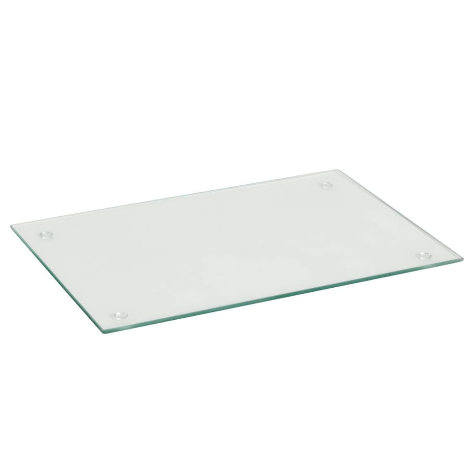 image 1 of Harbour Housewares Clear Glass Kitchen Chopping Board - 50 x 40cm - Cutting Board Worktop Saver Worksurface Protector Glass Chopping Board Clear