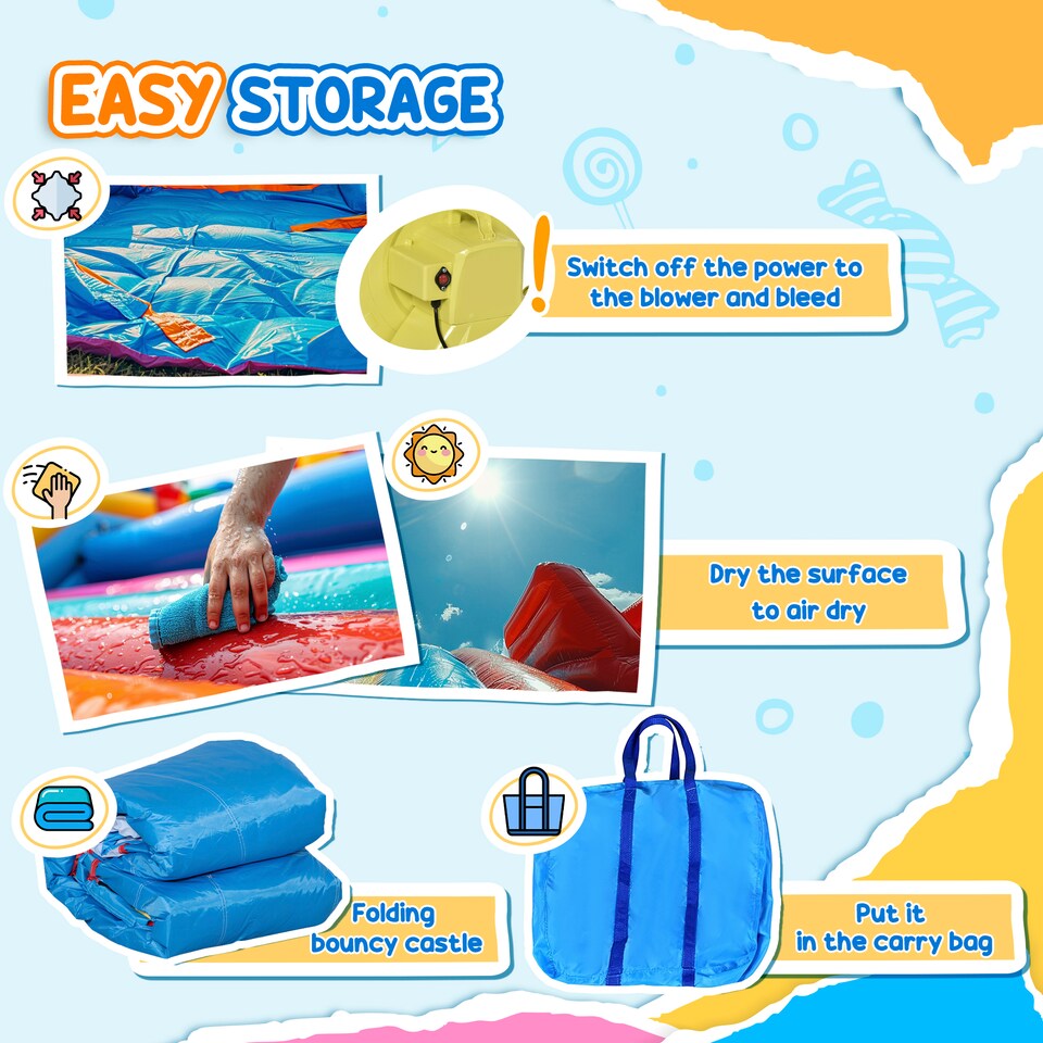 image 1 of Outsunny Kids Inflatable Bouncy Castle 6 in 1 Water Slide Water Gun