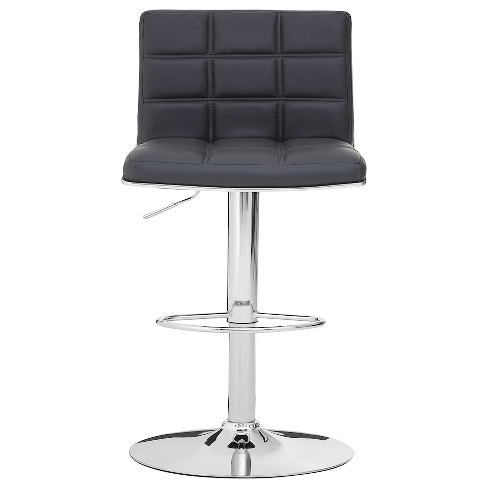 image 1 of Interiors by Premier Grey Faux Leather Bar Chair, Backrest Breakfast Bar Chair, Footrest Living Bar Chair Kitchen