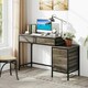 image 6 of COSTWAY Computer Desk with 5 Drawers and Side File Cabinet Grey Grey