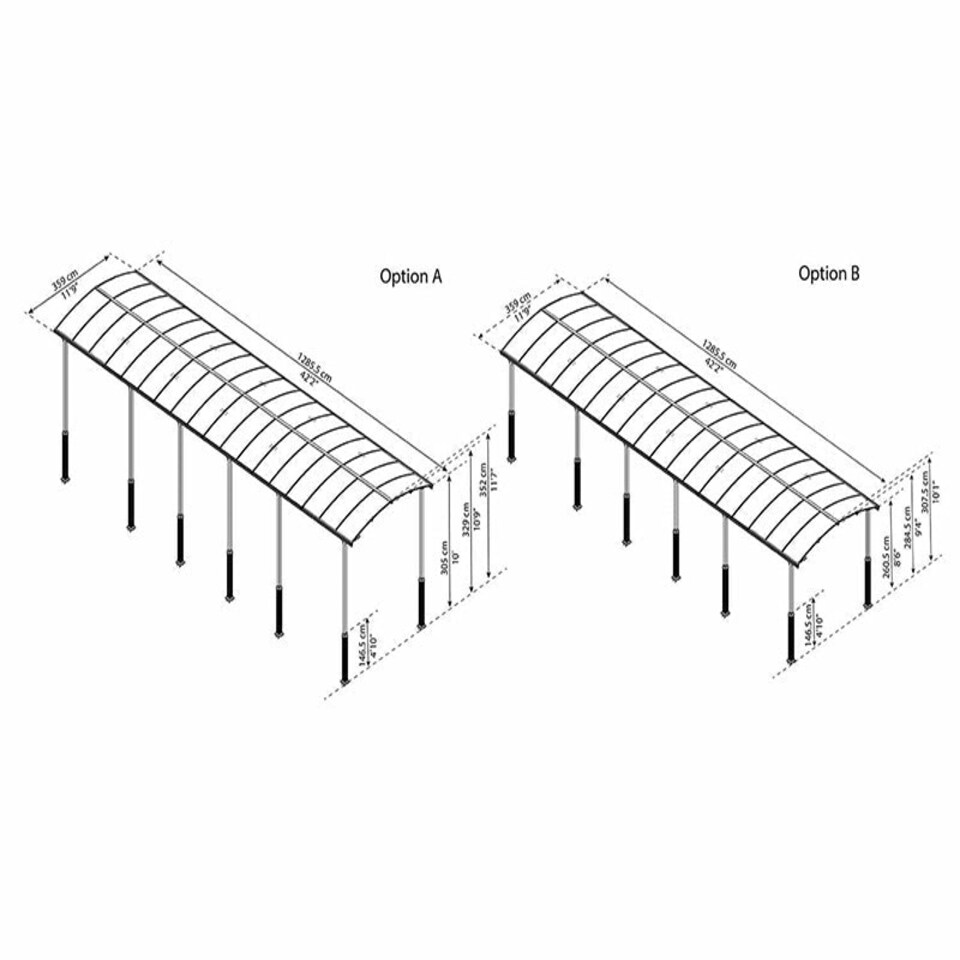 image 1 of Alpine 12700 RV Carport Kit - Aluminium/Polycarbonate - L1290 x W352 x H307 - Grey Grey