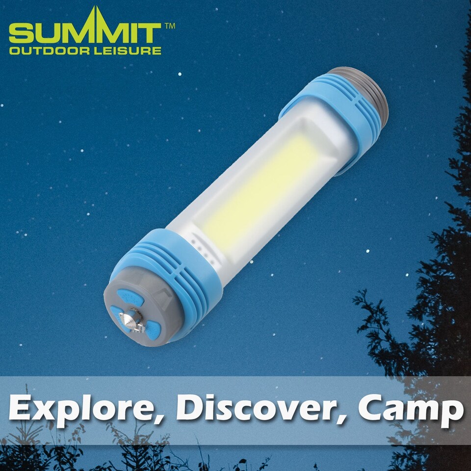 image 1 of vfm-estore Duel Torch 5W COB Rechargeable USB Light Stripe Beam with Wrist Strap - Blue