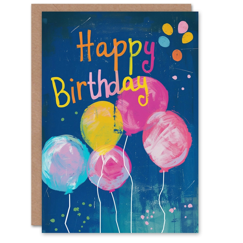 image 1 of Bright Colourful Fun Balloons Man Woman Girl Birthday Card