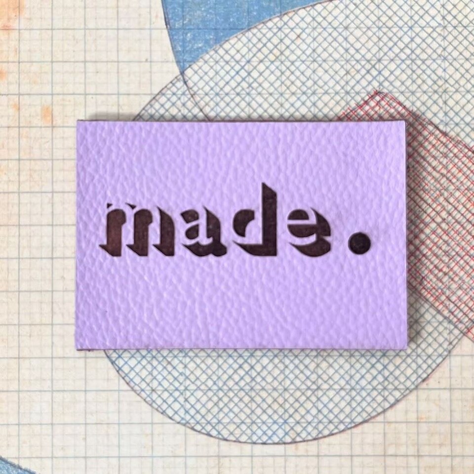 Two Stitches Lilac Made Leather Labels for Dressmaking - each
