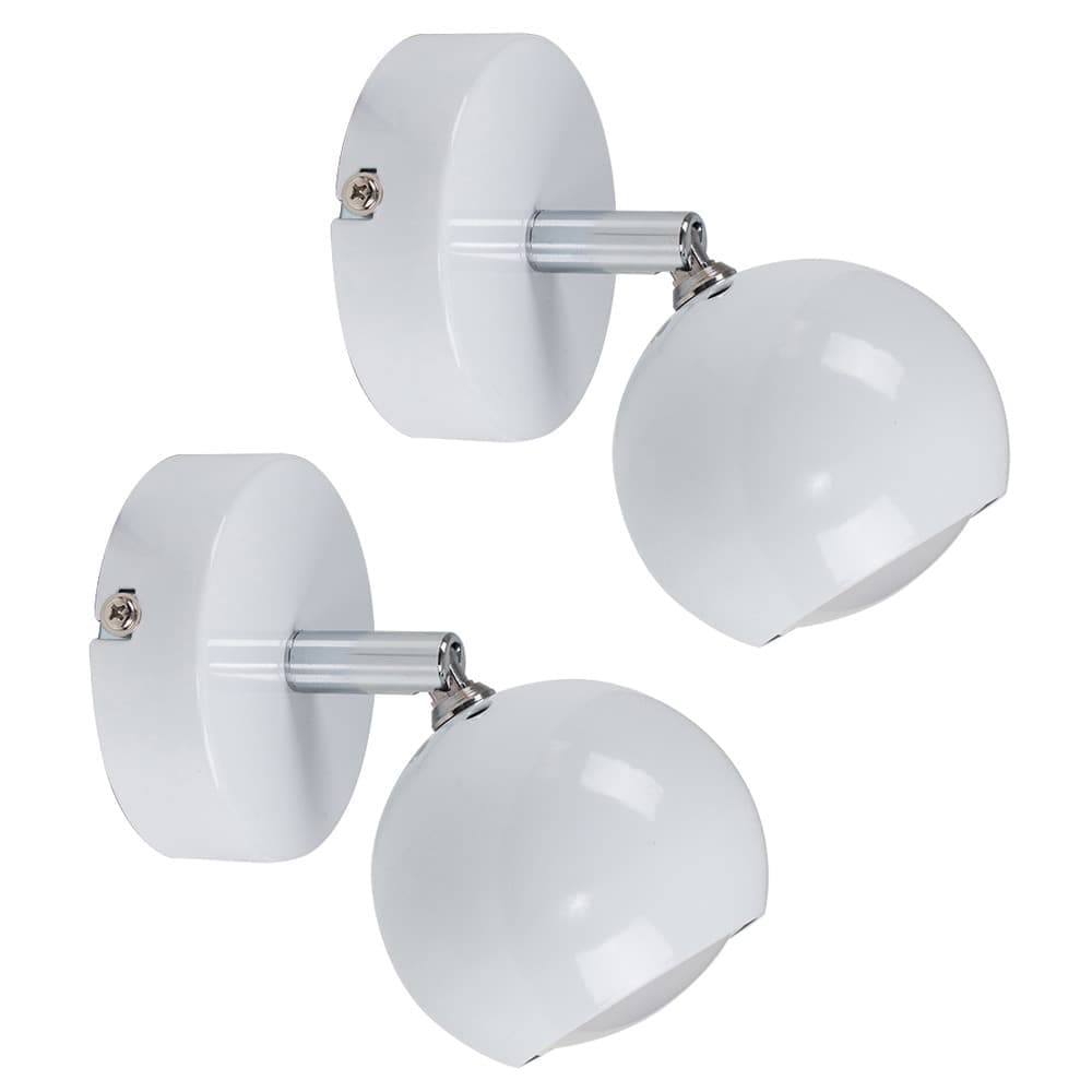 ValueLights Retro Eyeball Spotlight Pair of White Indoor Wall Spotlight
