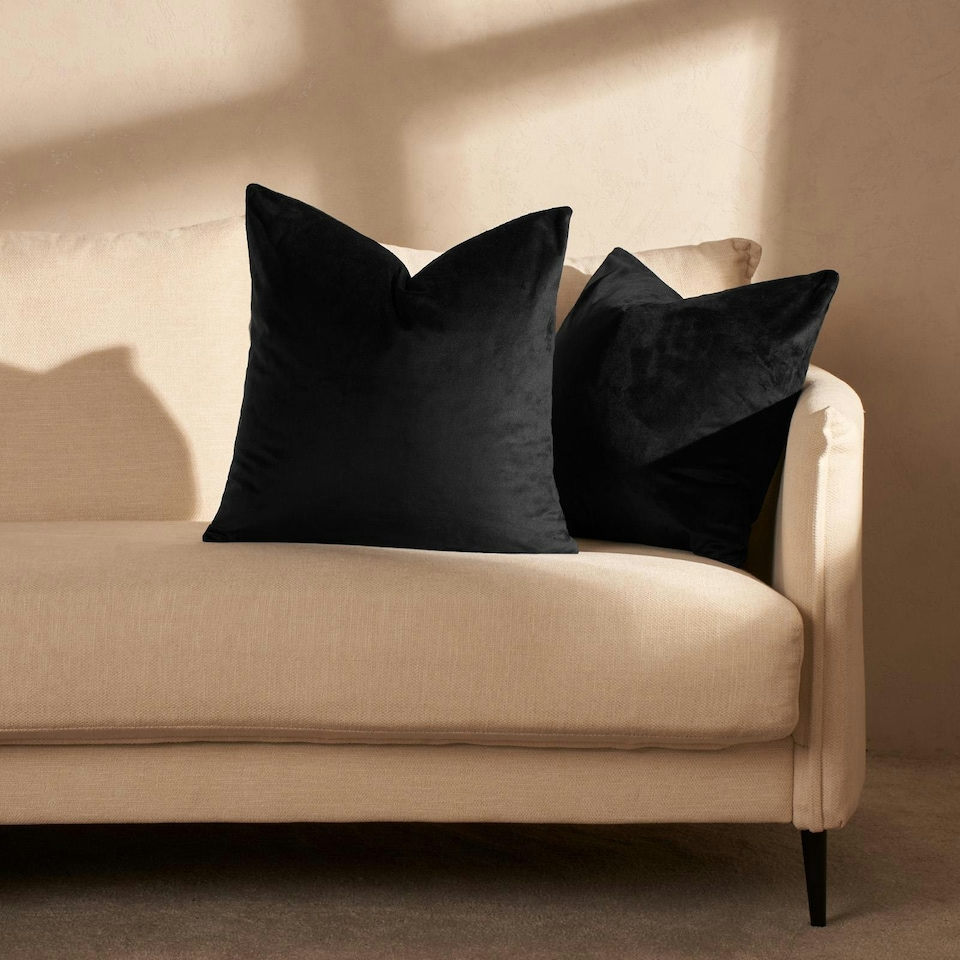 image 1 of OHS 2 x Soft Plain Matte Velvet Cushion Covers, 45x45cm - Black