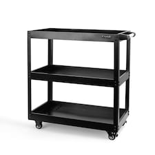 Heavy Duty Tool Storage Trolley 3 Tier Wheel Cart for Garage, Workshop & DIY Projects Black