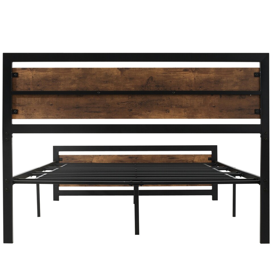 image 1 of HOMCOM Double Size Metal Bed Frame w/ Headboard & Footboard, 144x195x103cm
