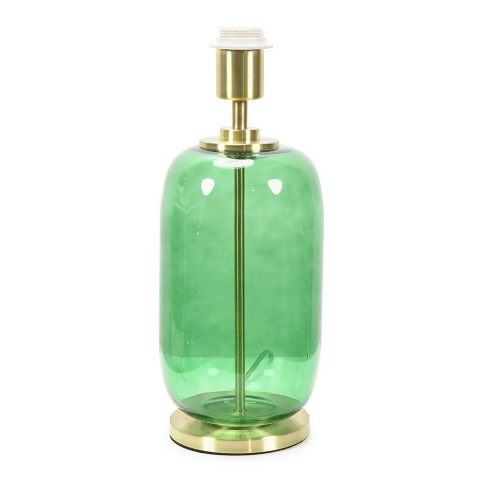 image 1 of ValueLights Leigh Forest Green Glass and Gold Detail Table Lamp Base