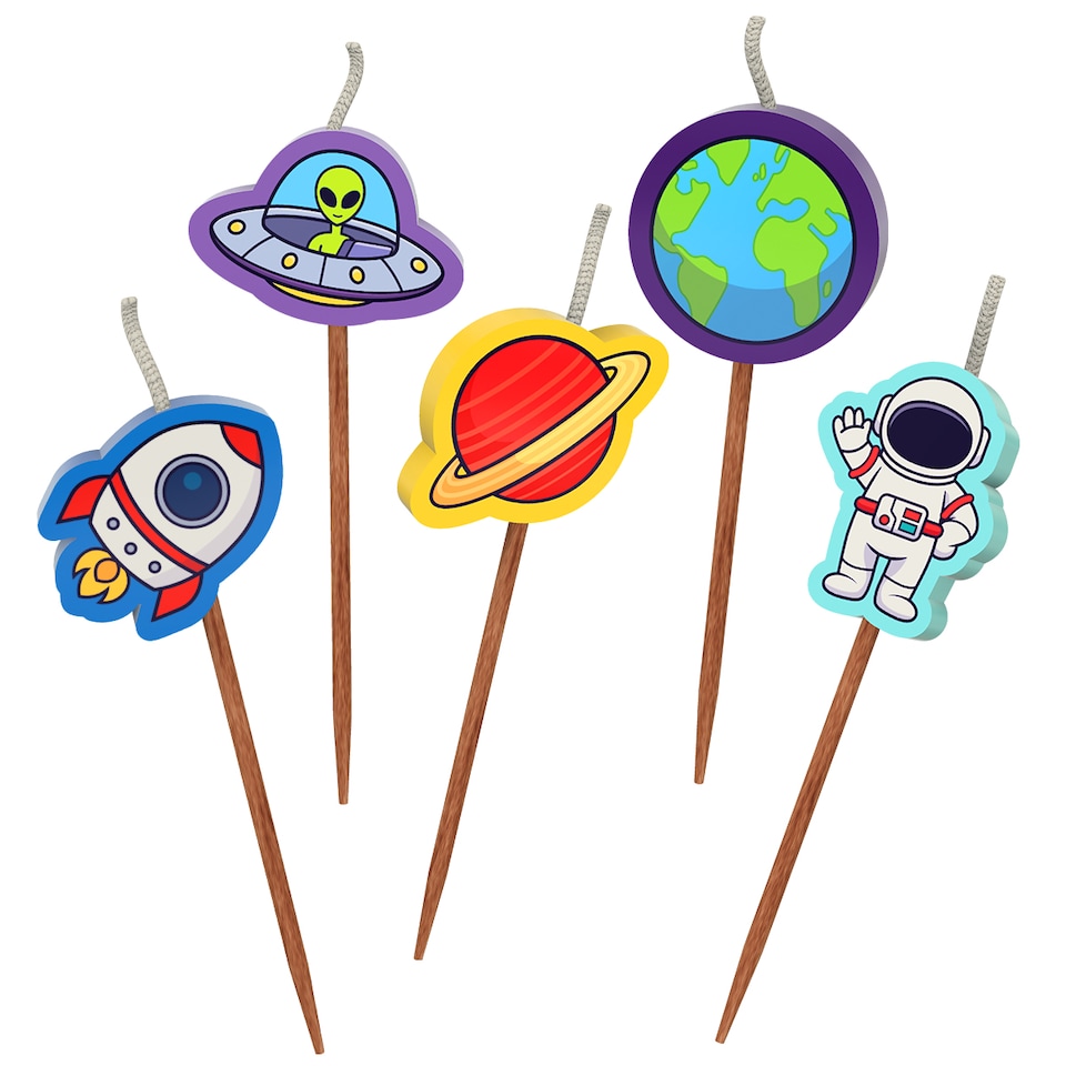 image 1 of Novelty Cake Candle Set - Space