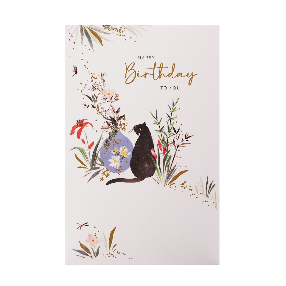 image 1 of Birthday card - Foliage and cat