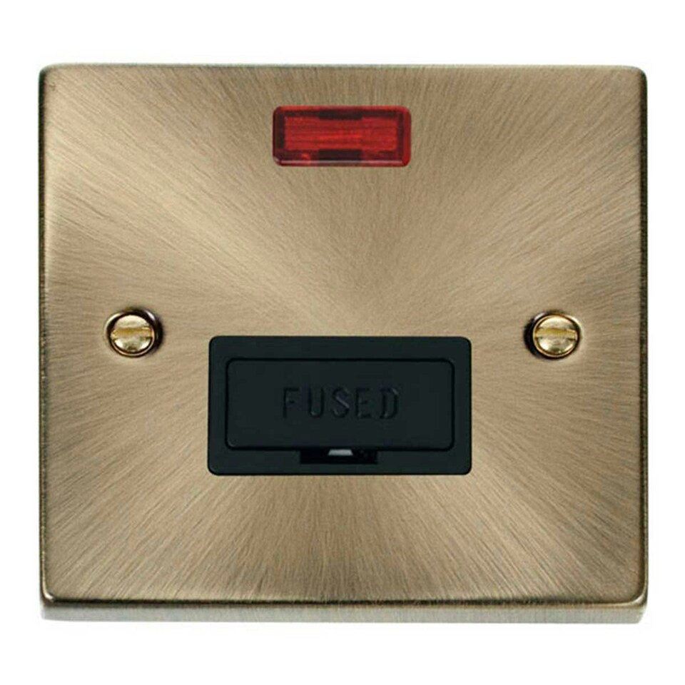 image 1 of SE HOME Antique Brass 13A Fused Connection Unit With Neon Brown | Antique Brass