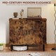 image 3 of HOMCOM Mid-Century Modern Sideboard Storage Cabinet with Slatted Tambour Sliding Doors, Kitchen Cabinet with Steel Legs, Rustic Brown | Brown | Rustic Brown