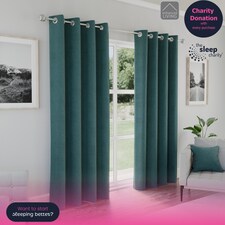 Enhanced Living Austin Blackout, Thermal Teal Curtains with Eyelet Header (PAIR) - 66x72 inch (168x183cm)