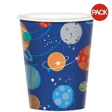 Amscan Blast Off Birthday Disposable Cup (Pack of 8) - Blue/Orange/Red - One Size