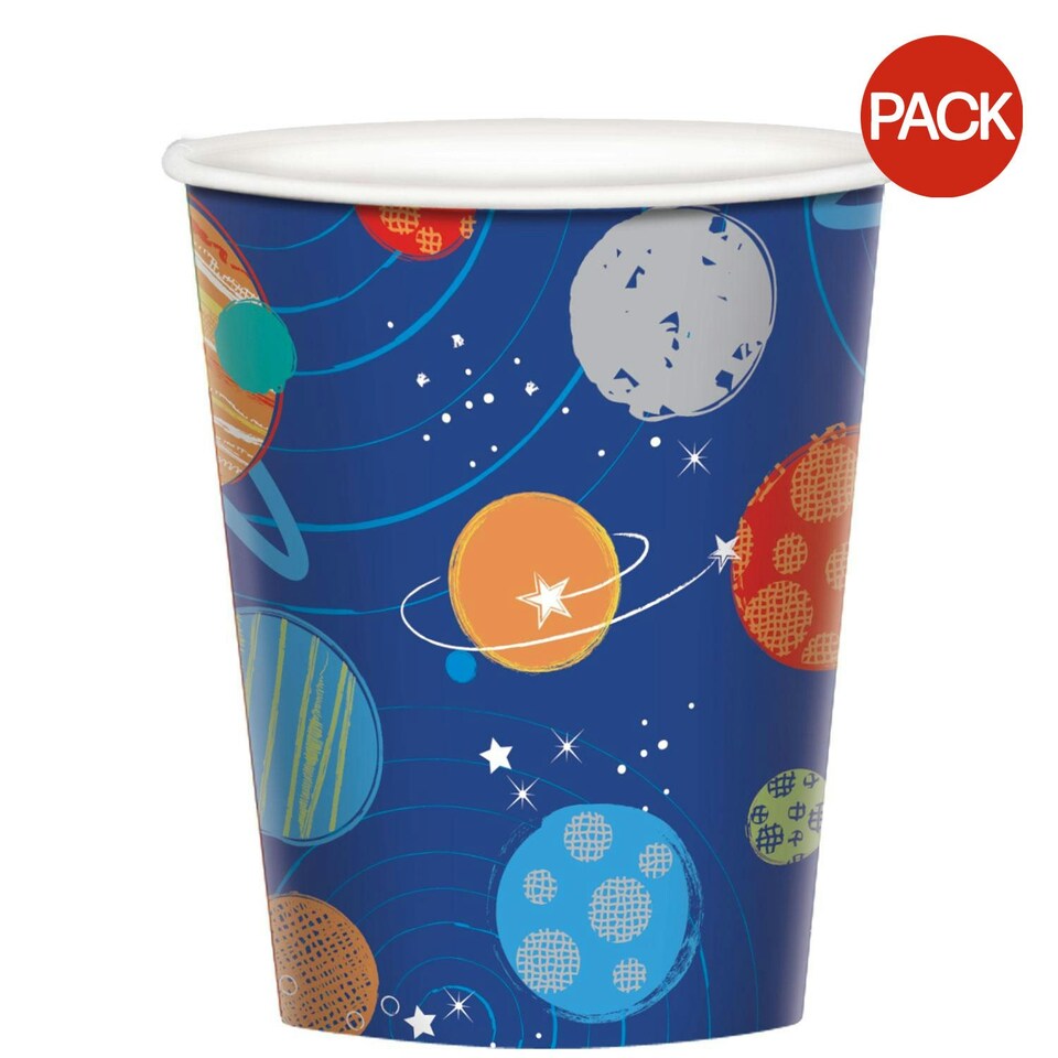 Amscan Blast Off Birthday Disposable Cup (Pack of 8) - Blue/Orange/Red - One Size