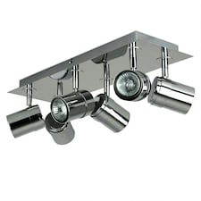 ValueLights Rectangular 6 Way Adjustable Ceiling Spotlight in a Silver Chrome Finish - Complete Branded 5w LED Bulbs 3000K Warm White Chrome