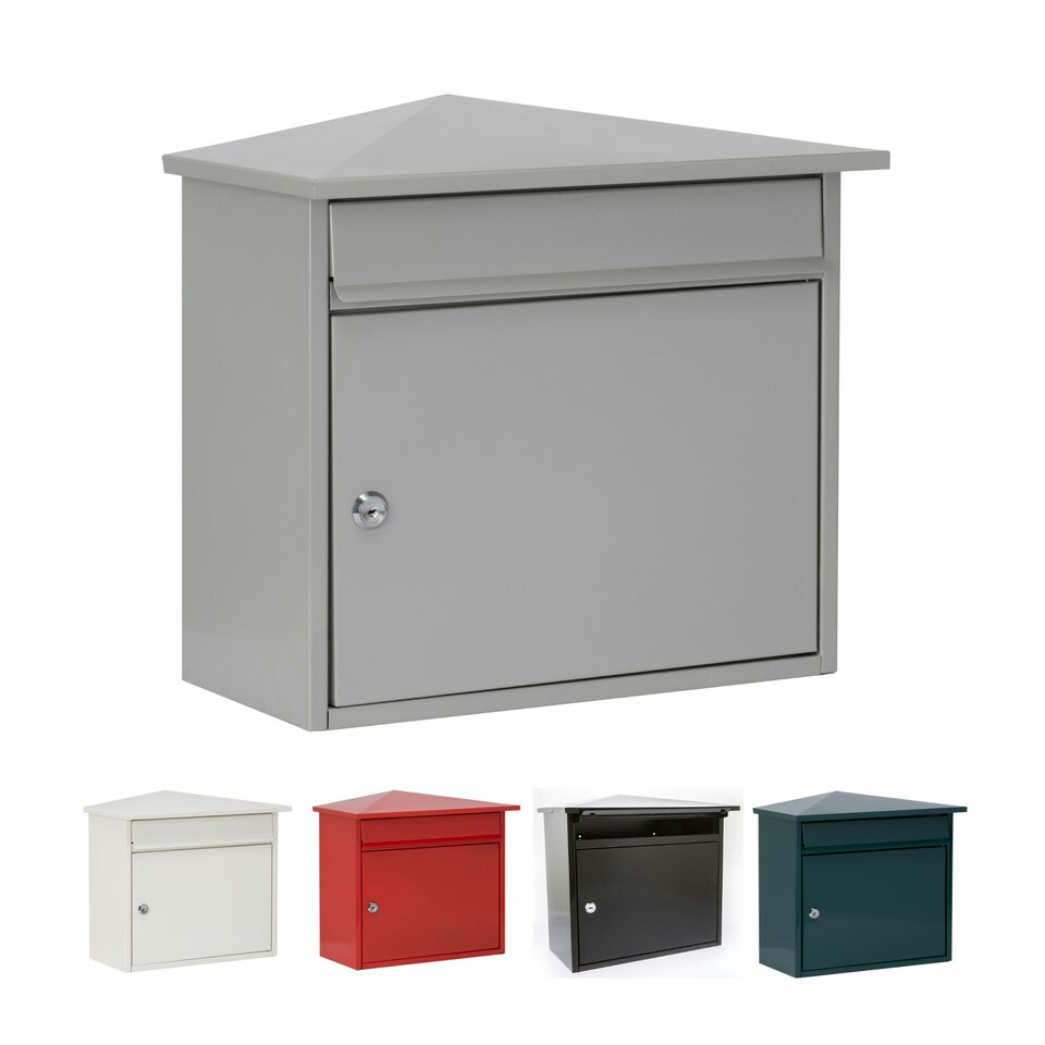 image 1 of Burg-Wachter Mersey Large Wall Mounted Galvanised Steel Post Box - 36x35x20cm Silver