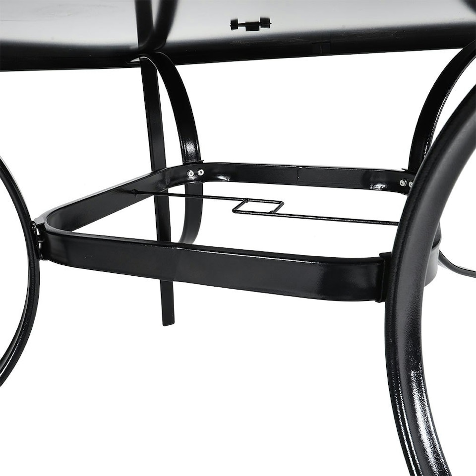 image 1 of Living and Home Square Metallic and Tempered Glass Garden Table with Parasol Hole