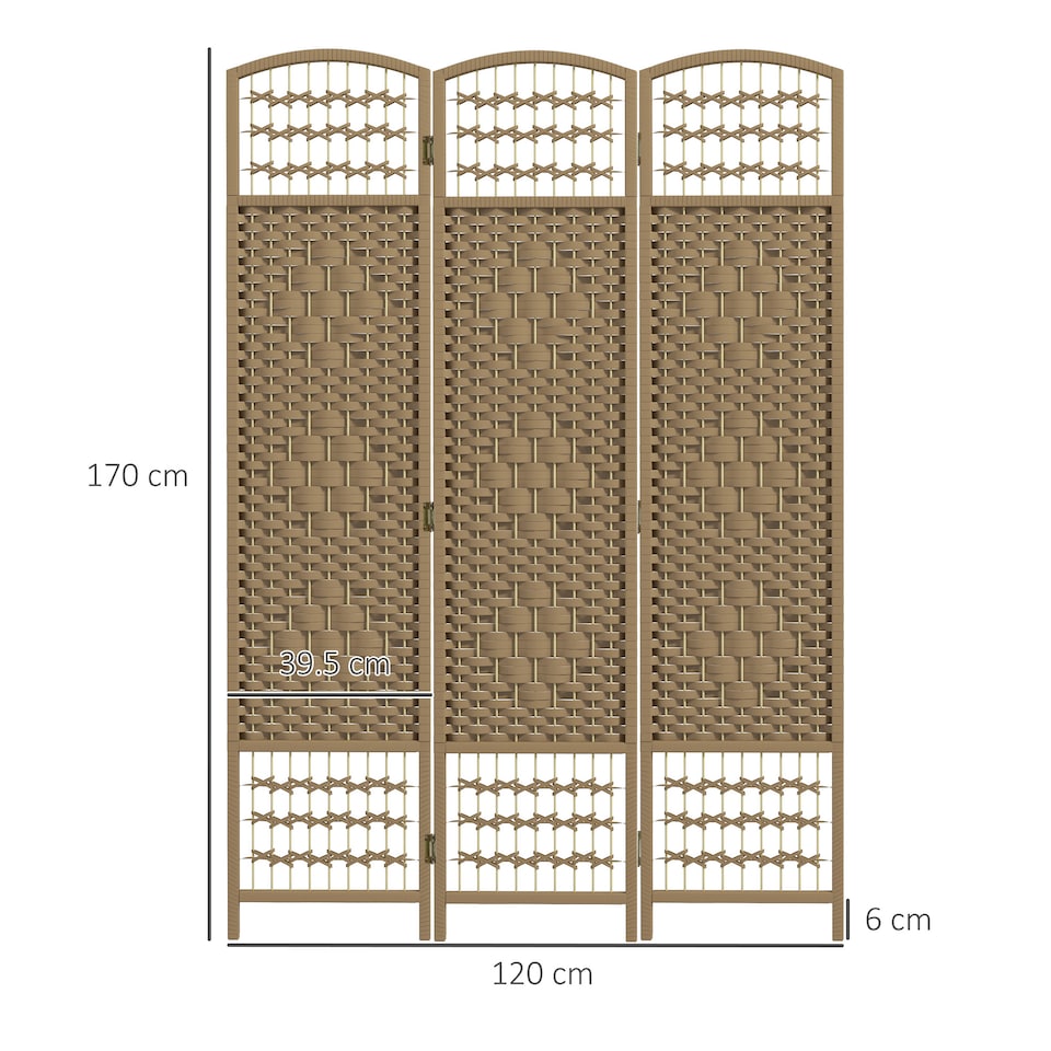 image 1 of HOMCOM 3 Panel Folding Room Divider, Freestanding Privacy Screen, Natural | Brown | Natural wood