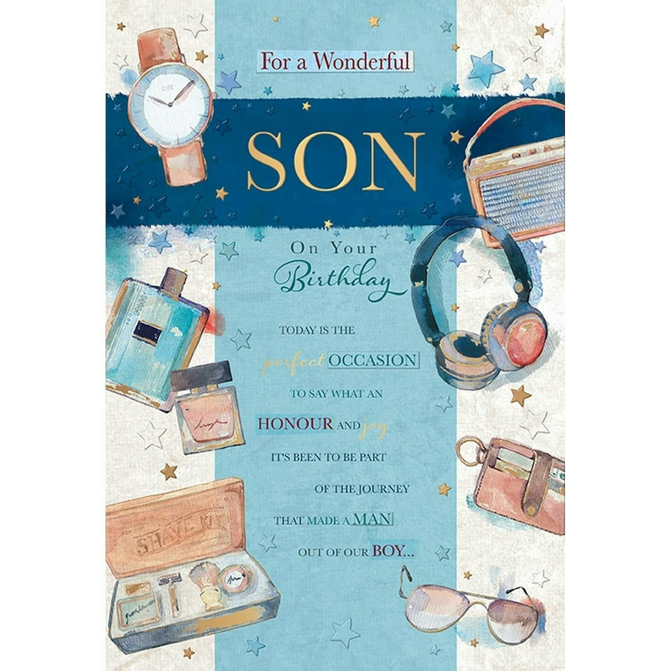 Words 'n' Wishes Traditional Son Birthday Card, Birthday Card Son, Multi-Coloured, 26.6 x 18.6 cms