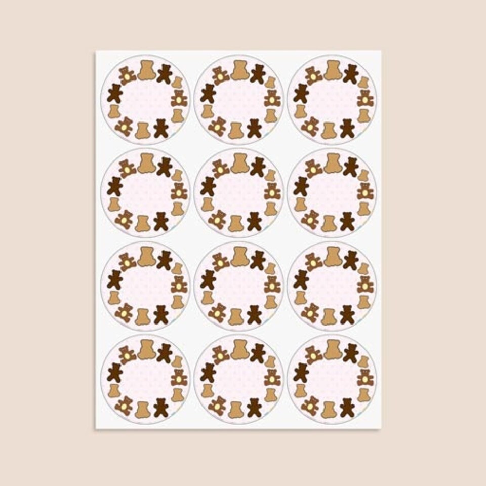 image 1 of Dollies and Teddy Design 60mm Round Sticker sheet of 12